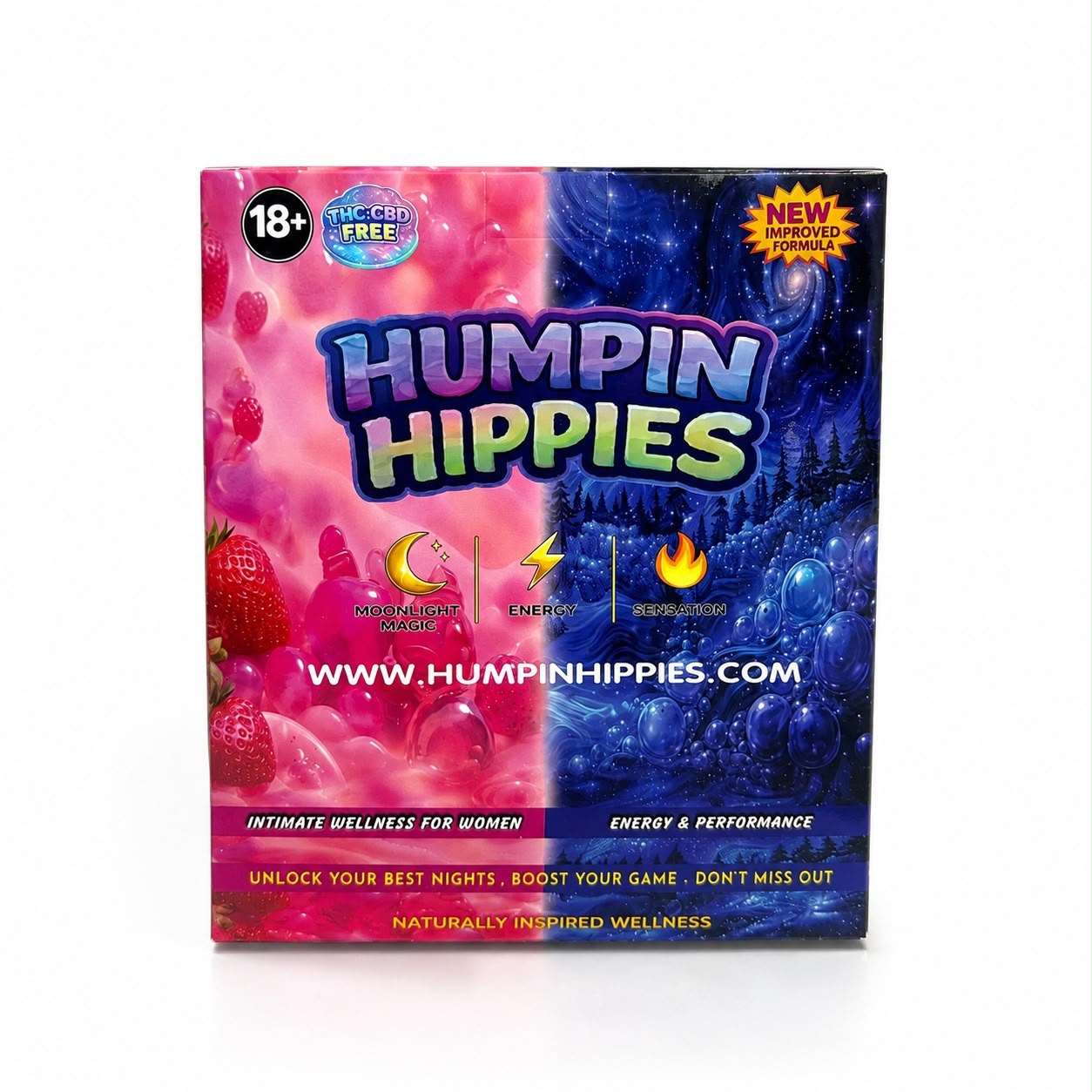 Humpin hippies enhancement gummies 30 packs per box 15 male/15 female 3 gummies per pack (distro pricing 50+boxes)