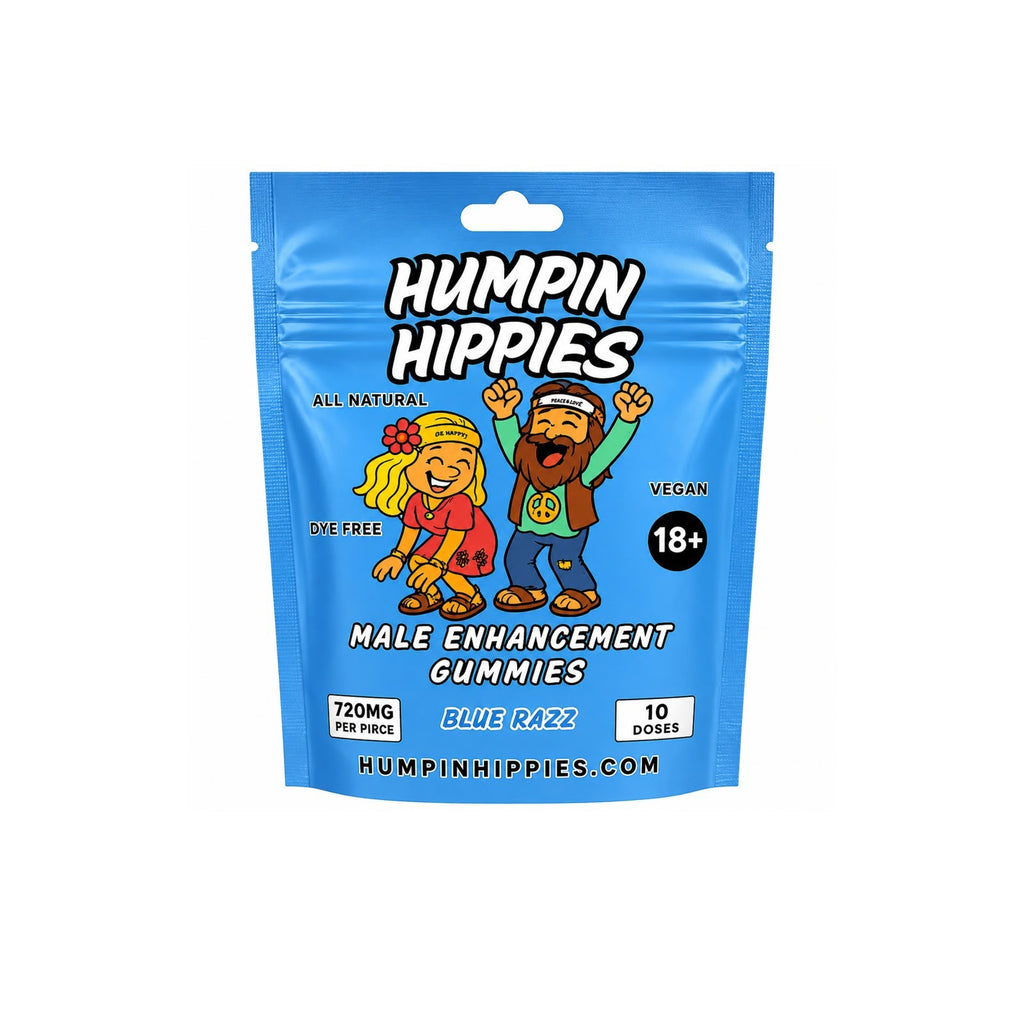Humpin hippies 10 bags per display 5 male / 5 female 10 gummies per bag (distro pricing 50+)